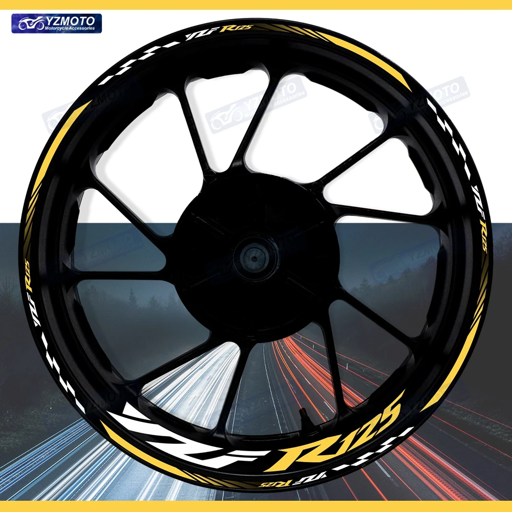 For YZF R125 Motorcycle 17 Inch Front Rear Racing Wheel Hub Sticker Waterproof Decal Reflective Modified Decorative Rim Stickers