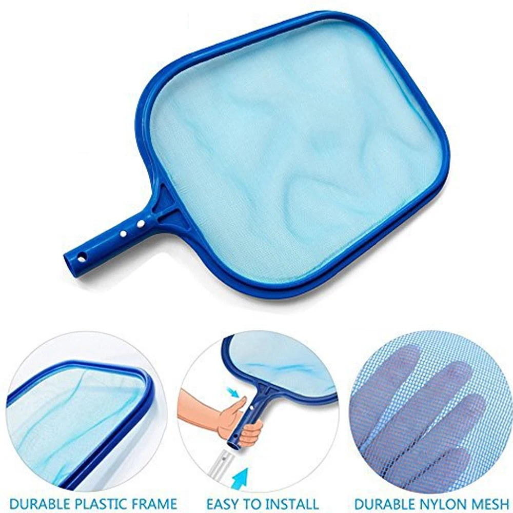 

Swimming Pool Cleaner Supplies Professional Heavy Duty Pool Leaf Rake Fine Mesh Frame Net Cleaning Leaf Skim Net Blue