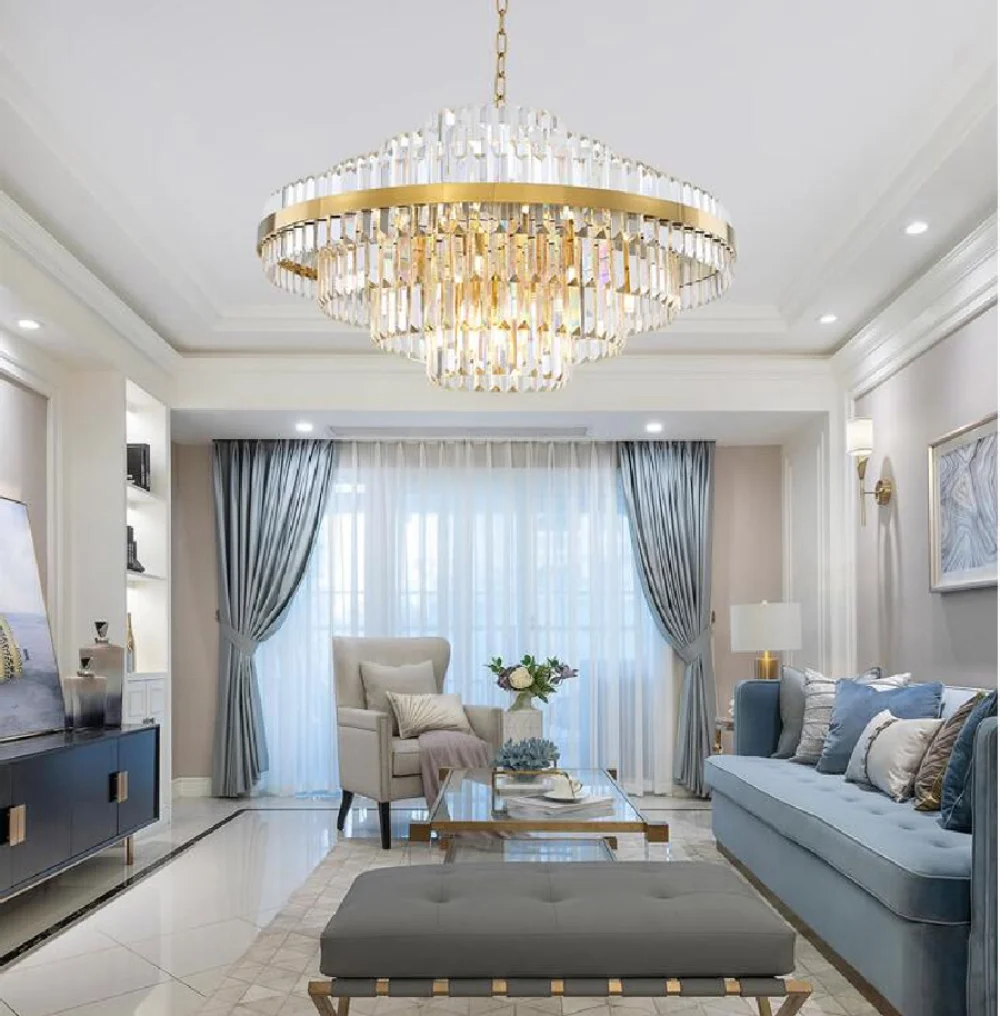 

LED pendant lamp Modern Nordic Creative round crystal dining room golden meeting decorated for living light