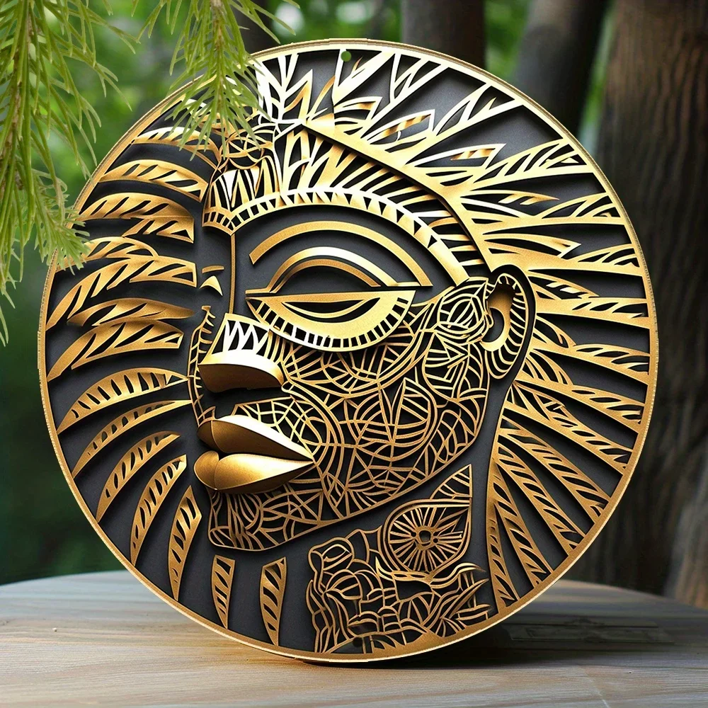 Máscara africana elegante de 8x8 pulgadas, letrero de Metal con acabado de lámina de imitación de lujo, Ideal para la entrada del hogar o regalo del Día de la madre