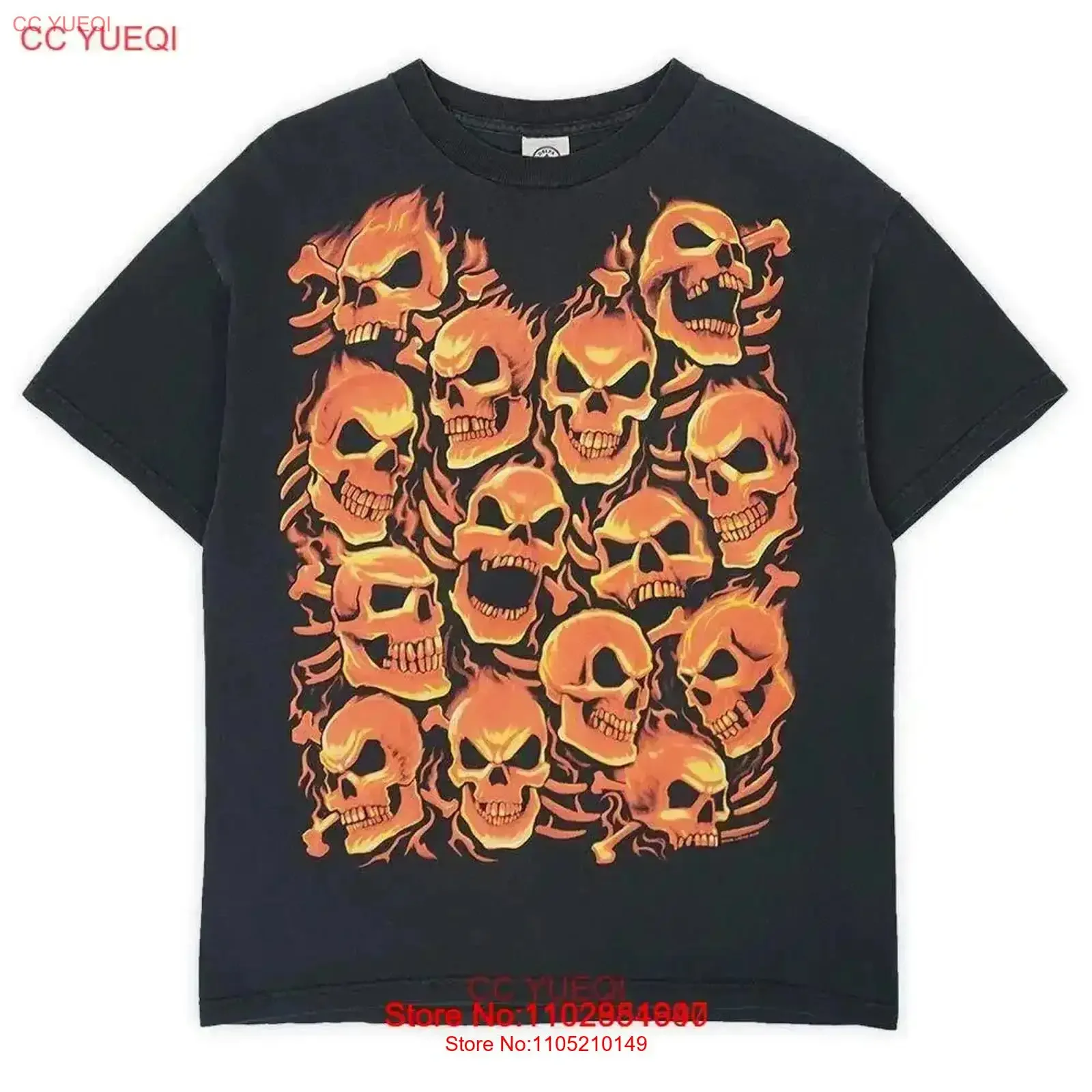 Liquid Blue 00s Y2K Overprint T shirt Skull Pile Vintage USA Used vintage Washed streetwear Stylish Soft Breathable Unisex