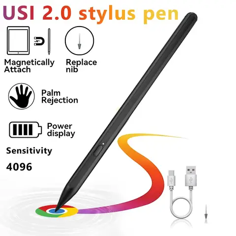 USI2.0 스타일러스 펜 크롬북용 4096 레벨 압력 감지 레노버, ASUS, HP 크롬 기기 및 구글 픽셀 태블릿용 USI2.0 스타일러스 펜 크롬북용 4096 레벨 압력 감지 레노버, ASUS, HP 크롬 기기 및 구글 픽셀 태블릿용