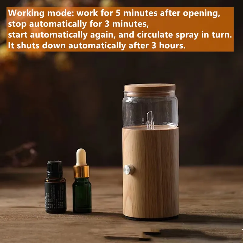 Difusor Elétrico Sem Água Aroma, Nebulizador De Óleos Essenciais, Máquina De Perfume De Vidro De Madeira, Difusor De Aromaterapia Para Casa