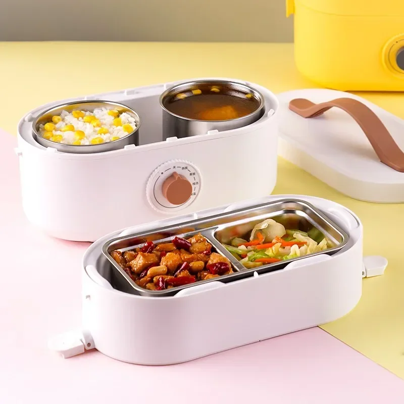 

Heating Electric Lunch Box Portable Cooking And Insulation Lunch Box Double-layer Stainless Steel Liner Lunch Box 1.2LHot Sales