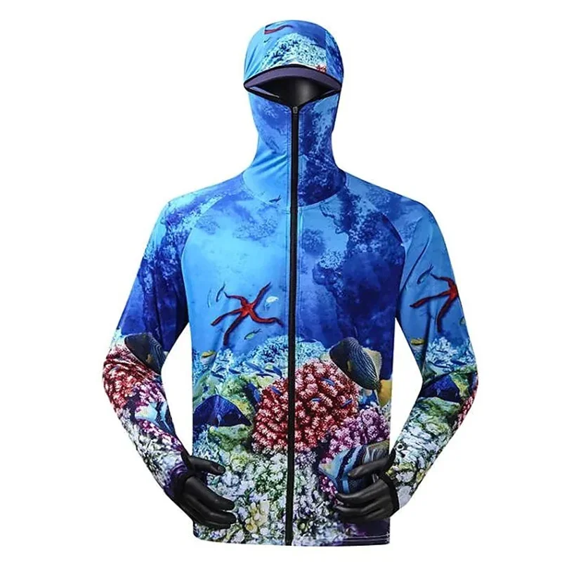 Quick Dry Ventilation Hoodie Men's Outdoors Jerseys Anti-UV With Zipper Fishing Clothing Sublimation Printing Fishing Shirts