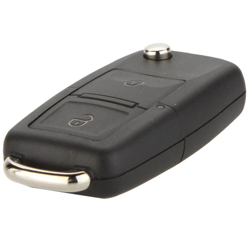 Replacement 2 Button Keyless Entry Remote Flip Folding Car Key Fob Shell Case and Button Pad Compatible with Golf MK4