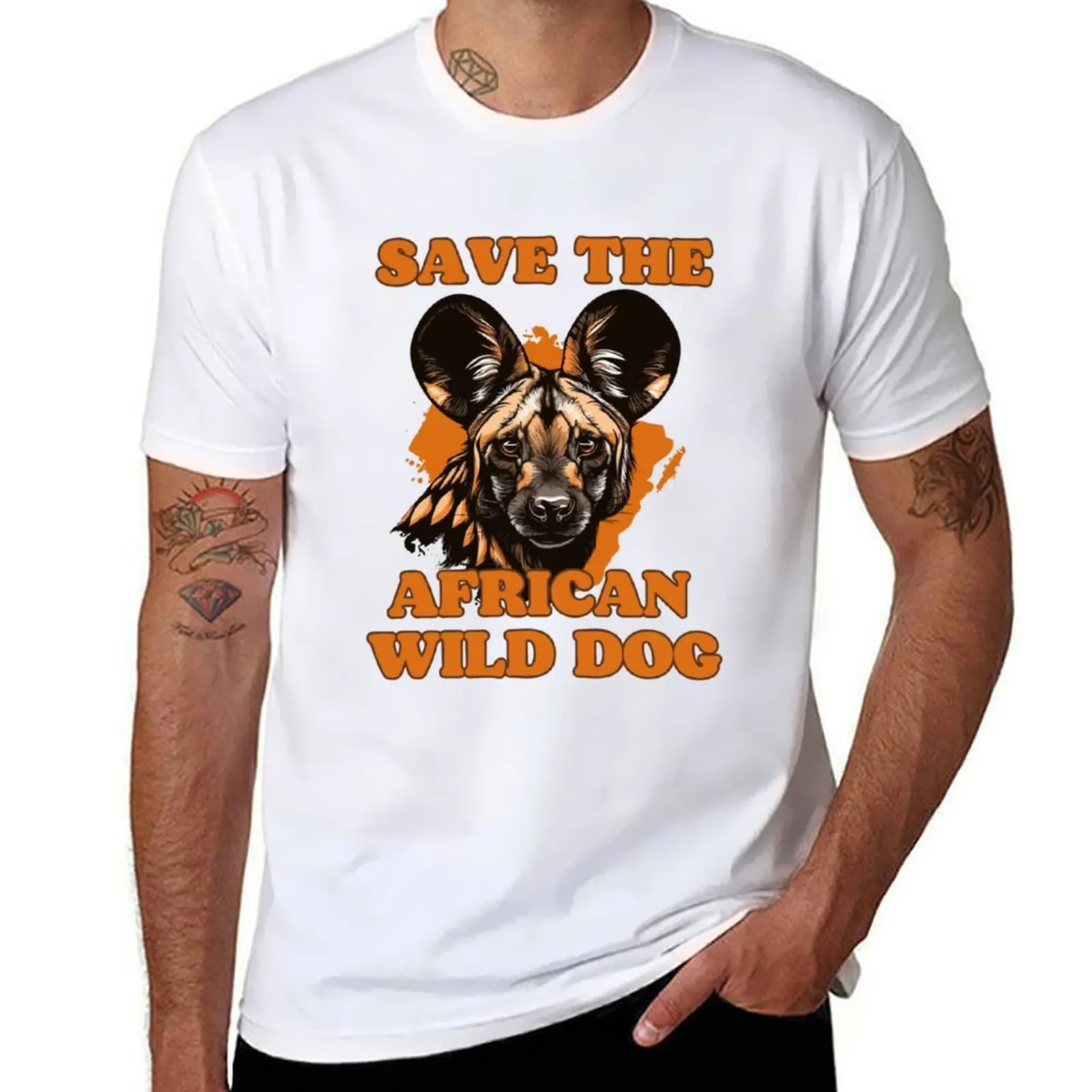 

Save the African Wild Dog Portrait Lycaon T-Shirt essential t shirt t shirts for man cotton T-Shirt