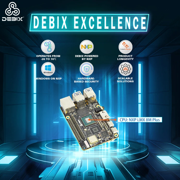 DEBIX sbc pc mainboard bundle combo iMX8M Plus Gigabit network WiFi cpu and mother board ddr4 Industrial motherboard cpu combo