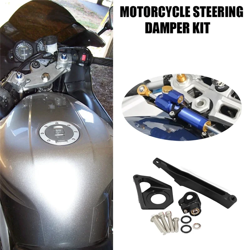 L37A-Kit Braket Dudukan Peredam Penstabil Kemudi Sepeda Motor untuk YZF-R6 YZF600 2003 2004 2005