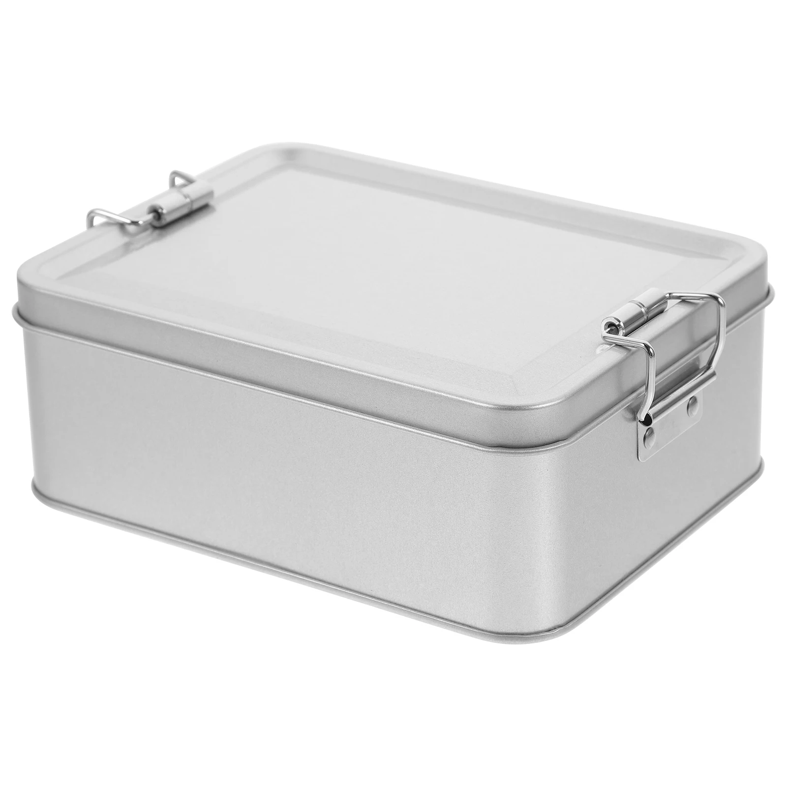 

Tinplate Storage Box Silver Large Size Empty Cookie Candy Tin Metal Biscuit Container With Lid For Snacks Retro Wedding