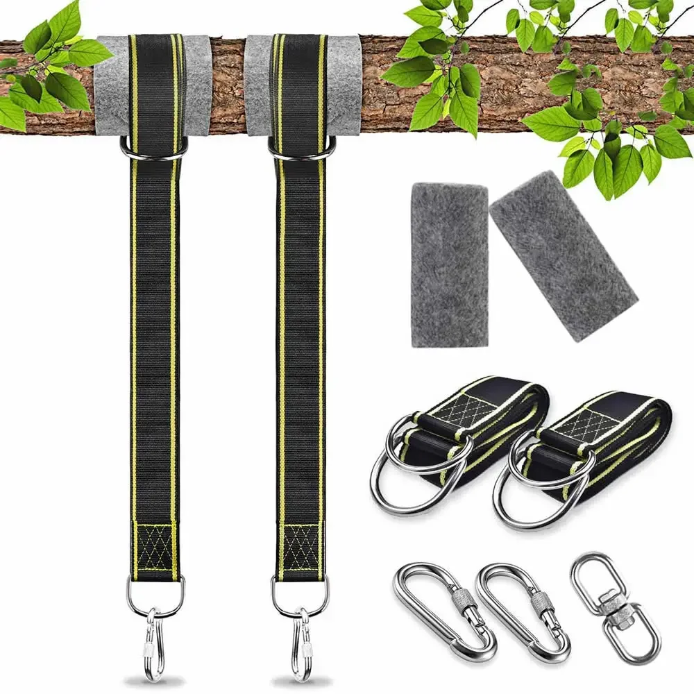 Kit colgante de columpio de árbol de instalación fácil y rápida, correas de columpio, protectores de árbol con mosquetones de bloqueo más seguro,