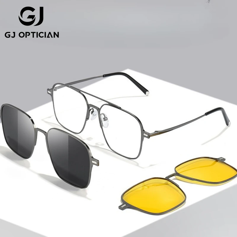 

GJ OPTICIAN новые очки на магнитной присоске, многофункциональные поляризационные очки с защитой от синего света, очки для чтения по рецепту, очки для близорукости