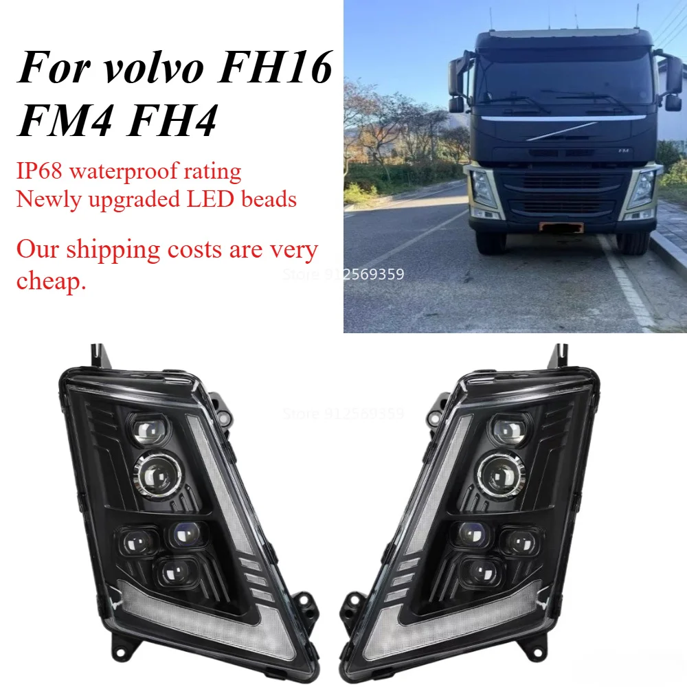 1Pcs 24v Full LED Headlight Fit For volvo FH16 FM4 FH4 Heavy lorries with DRL 5 LED Lens Latest upgraded version