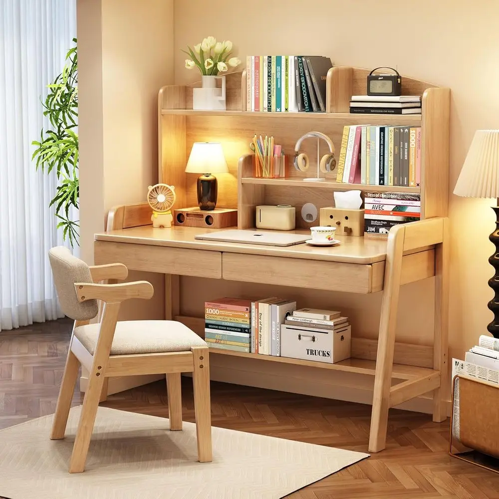 

Деревянный детский стол и стул с полкой для учебы, письма и работы за компьютером для детей от 3 лет
