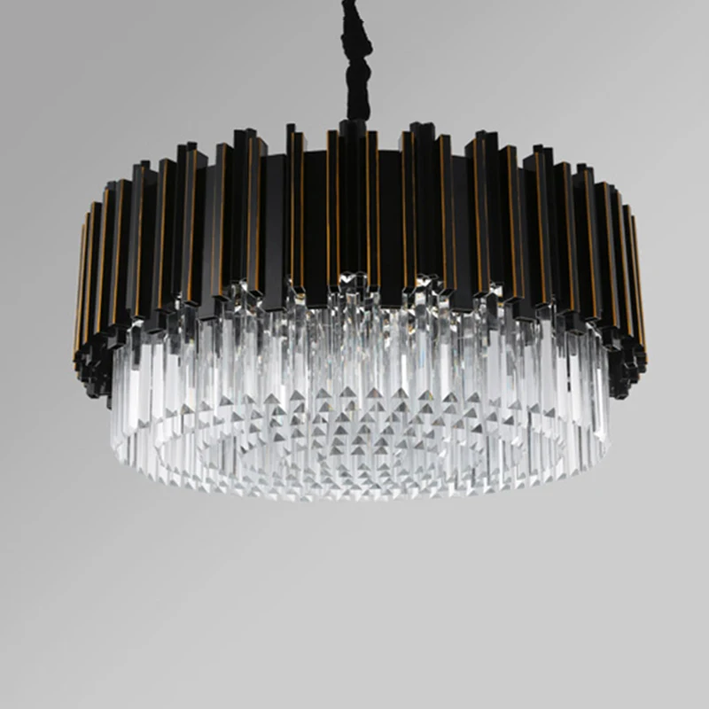 Modern Luxury Black Crystal Chandelier Minimalist Style for Living Room Artist And Restaurant Villa Light Fashion Lighting