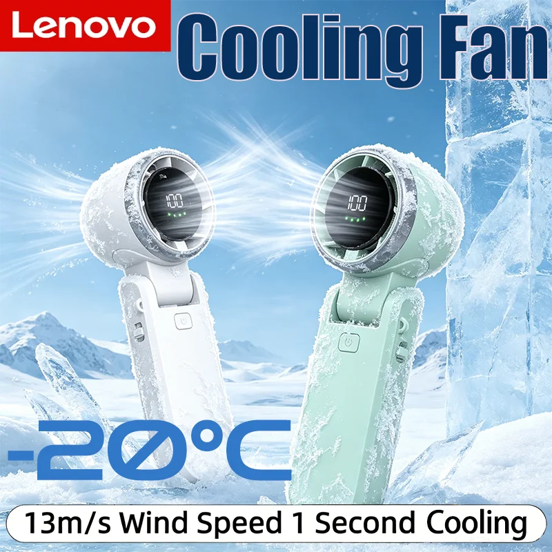 Lenovo 2027 New High-speed Powerful Turbo Fan Ultra Quiet 180 Degree Folding Hanging Neck Desktop Mini Outdoor Hand-held