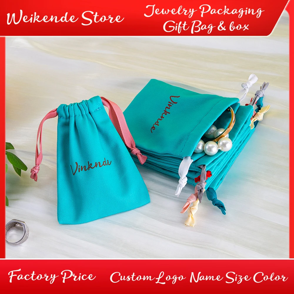 

Canvas Drawstring Bag Gift Packaging Bags Customized Logo Natural Muslin Cotton Jewelry Earrings Makeup Cosmetic Organizer Pouch