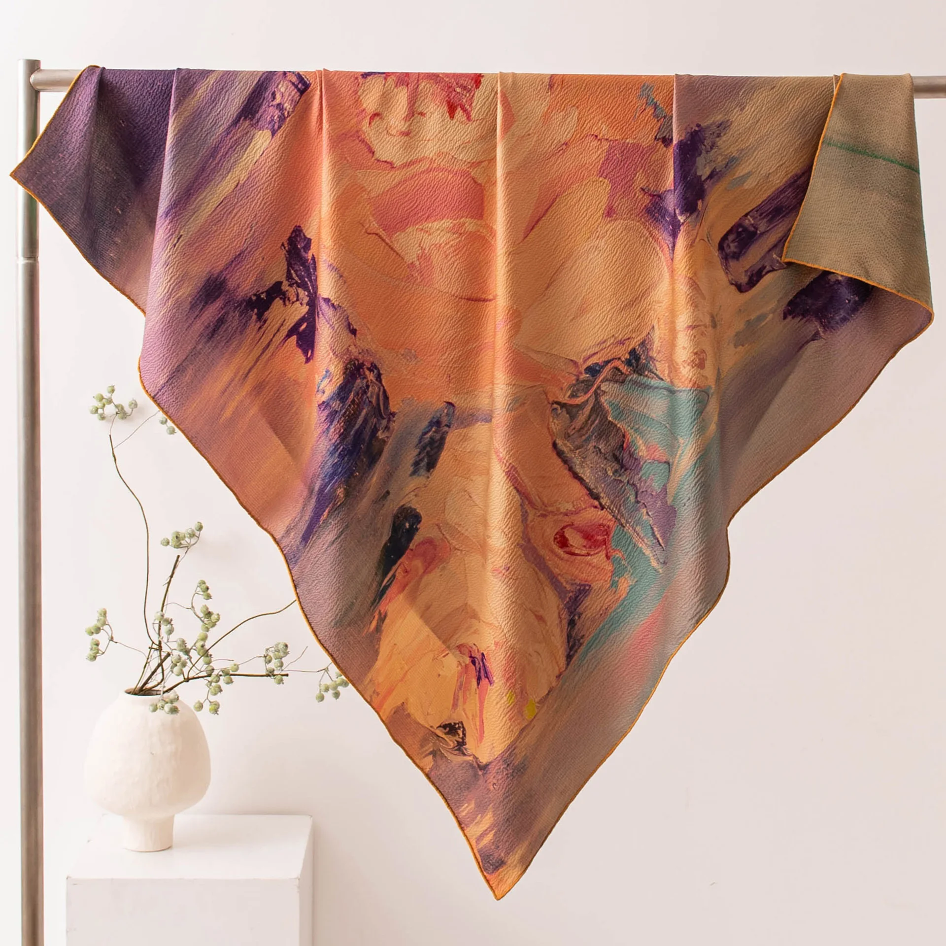New double-sided pearl satin travel mulberry silk scarf women's beach sun protection and warmth multi-functional shawl