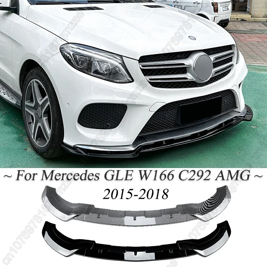 Car Front Bumper Splitter Lip Diffuser Body Kit Spoiler Guard 3Pcs For Mercedes W166 GLE Coupe C292 43 450 500 AMG 2015-2018