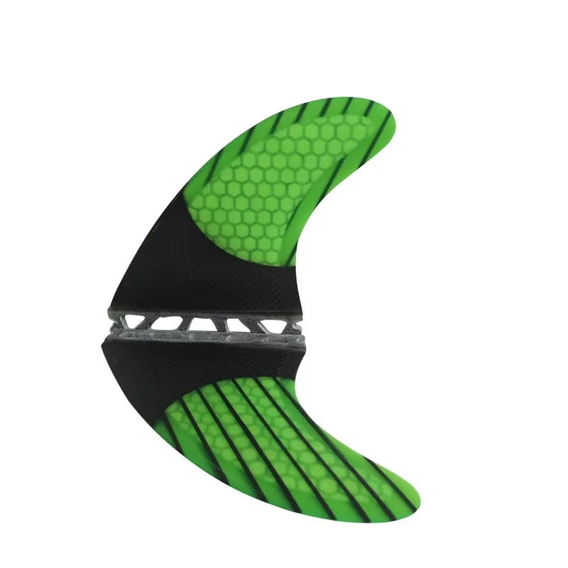 UPSURF ailerons de planche de Surf FUTURE palmes en fibre de verre de carbone rayure M Tri palmes propulseur palmes de Surf vert Quilhas onglets simples 3 ailerons
