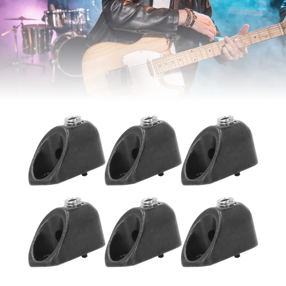 6pcs ​Zinc Alloy Electric Headless Guitar Locking Nut​ ​Black/Silver ​Secure Locking ​Guitar Locking Nut​ ​With Fixing Screws