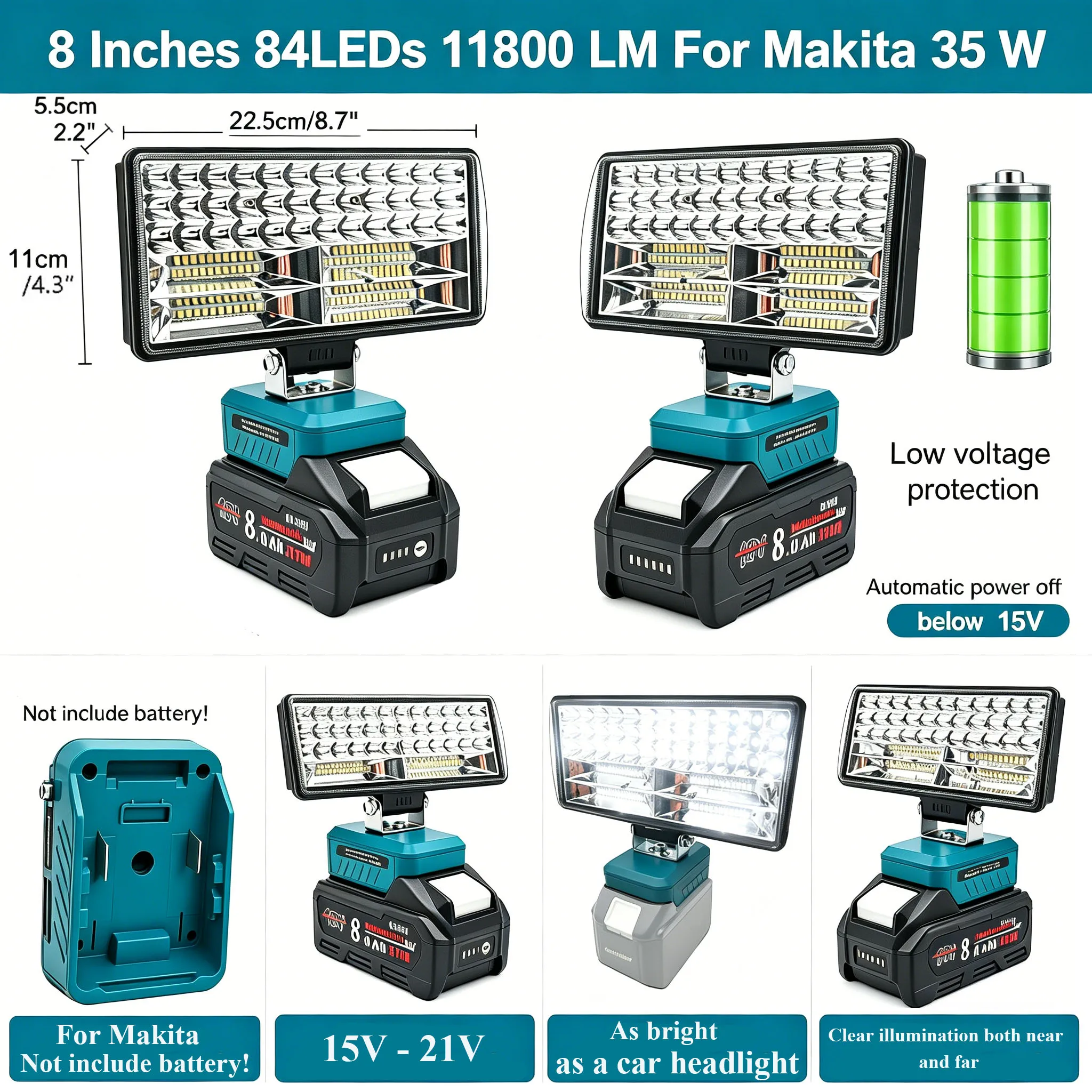 

Tool Parts For Makita 18V Lithium Ion Battery Case BL1830 LED Work Light Jobsite Lighting Spotlight Lamp Flood Lights Flashlight