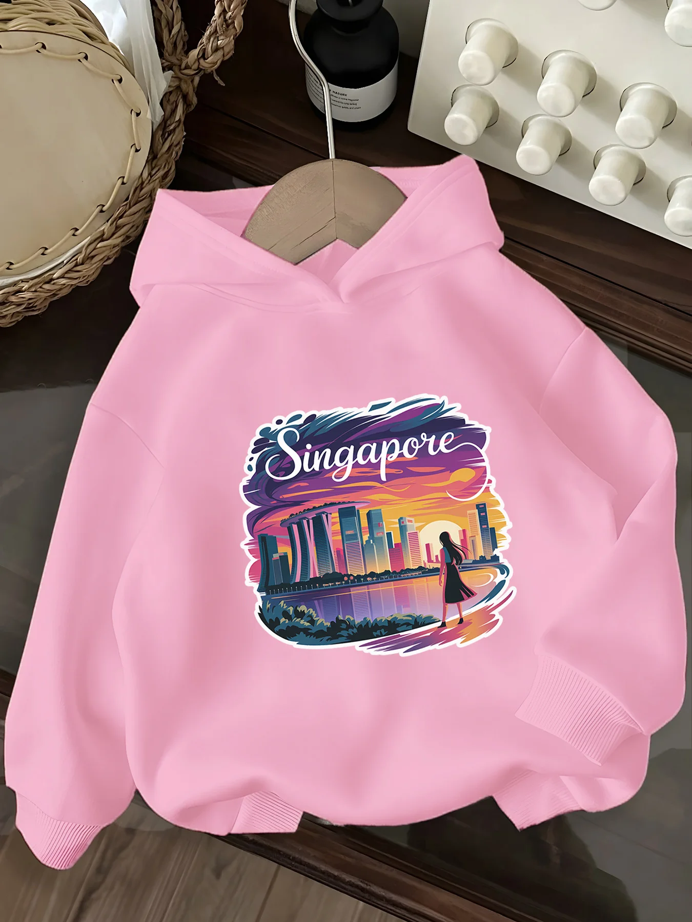 

printed girls hooded sweater children suitable for young girls and students boy party special clothing 120-160 cm