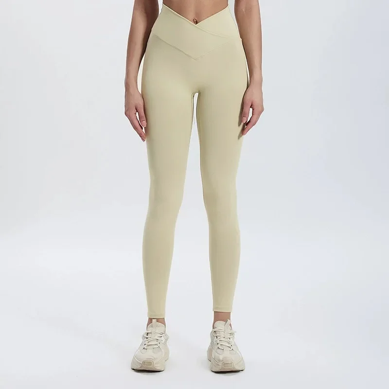 SHINBENE Cross Yoga Pants Damskie spodnie z wysokim stanem Hip Lift Fitness Training Dziewięciopunktowe spodnie Rozjaśniające spodnie dresowe ze