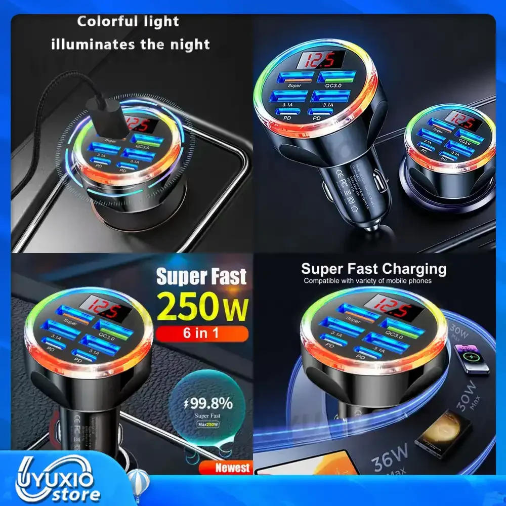 6 In 1 Usb C Car Ch…