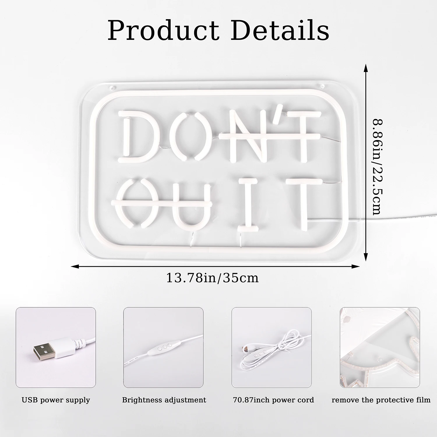 Don\'t Quit LED Neon Sign for Wall Decor Neon Lights Party Decorations USB Powered Switch LED Neon Lights