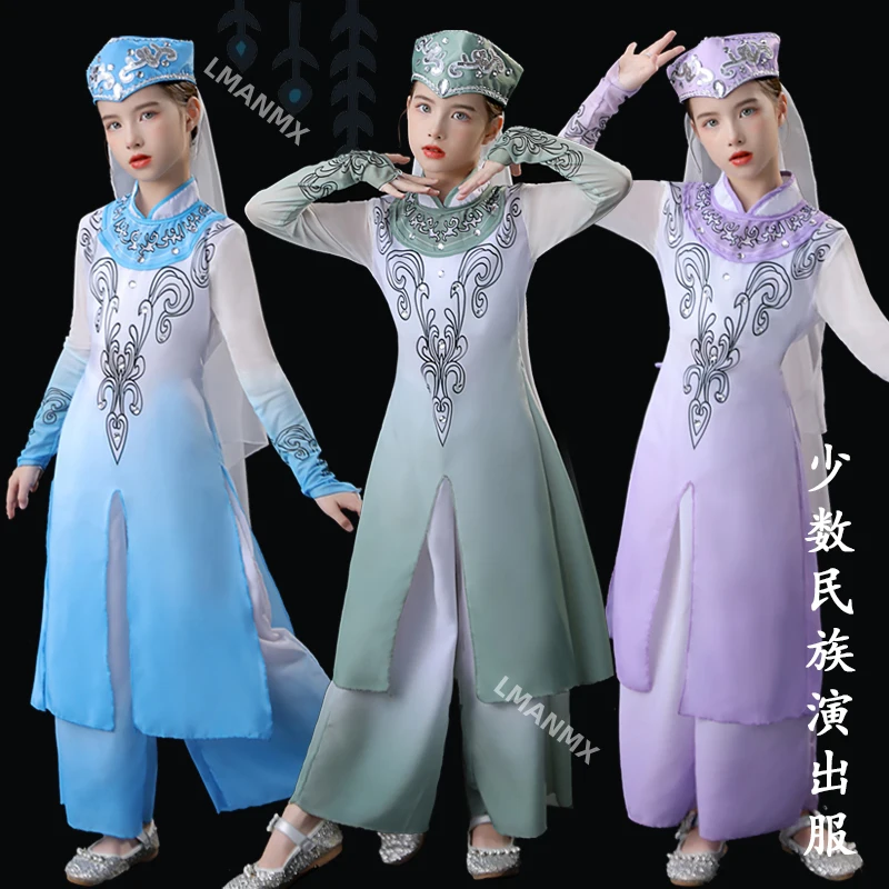 새로운 어린이 후이족 민족 의상, 신장 댄스 의상, 위구르 공연 의상