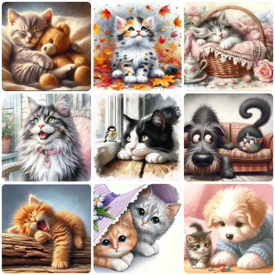 

Cute Kitten and Puppy Jigsaw Puzzle,Adorable Fluffy Cats in Cozy Scenes,Whimsical Wall Decor Family Fun Puzzles Educational Gift