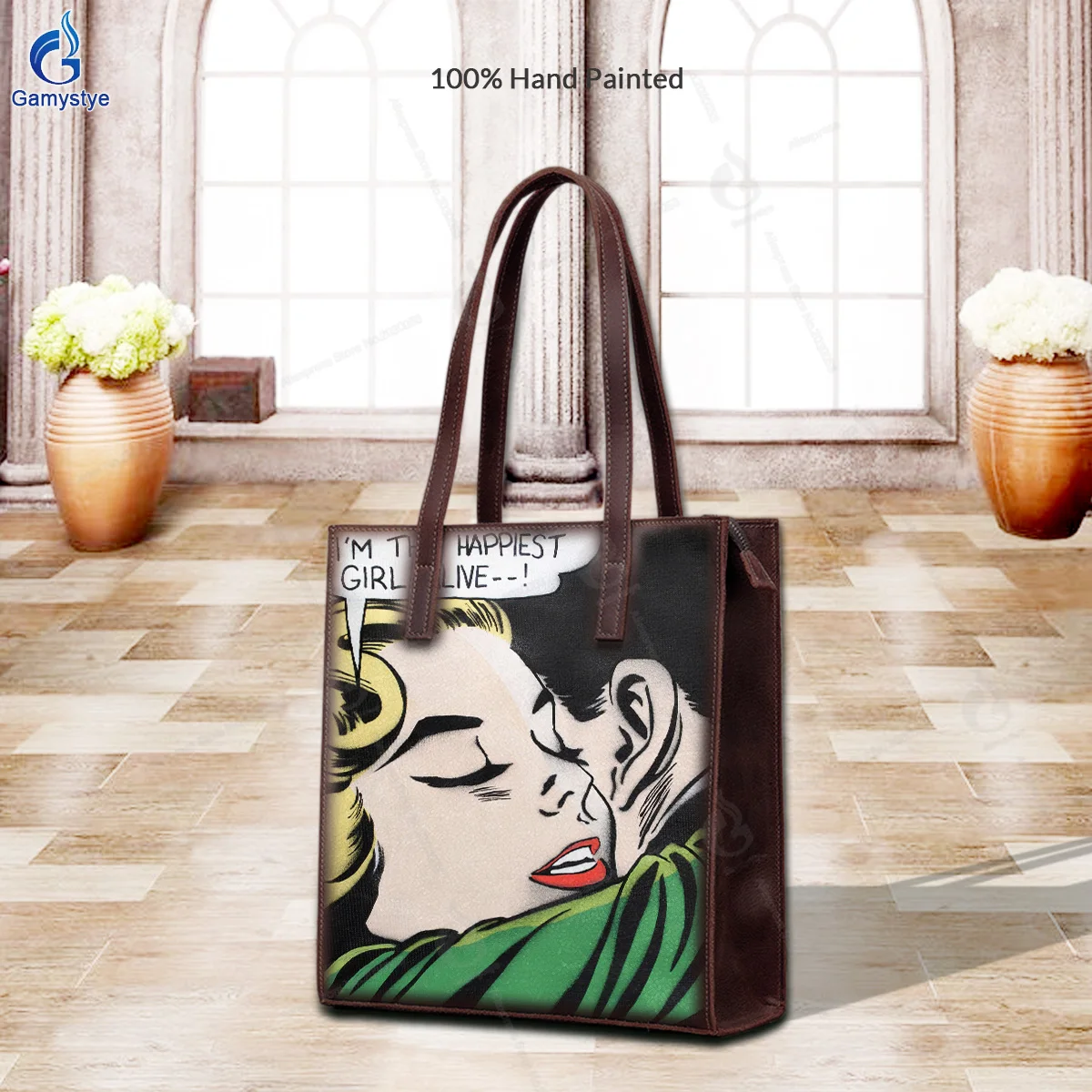 

Art Hand-Painting Embracing Lover Customize Totes Ladies Designer Brand Handbags High Quality Messenger Shoulder Bag Multicolor