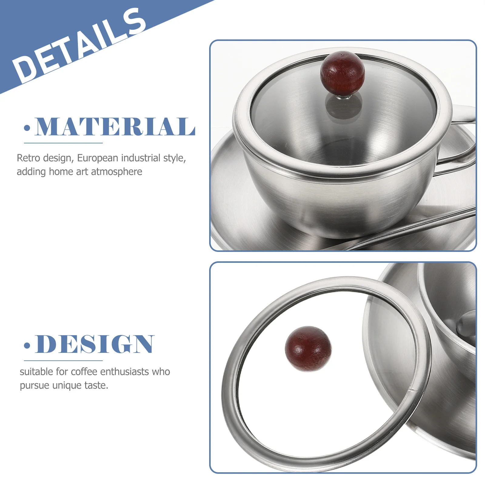 1 conjunto de caneca de café rústica vintage, copo de aço inoxidável, pires, cappuccino, latte, espresso, fermentação fria, canecas vintage