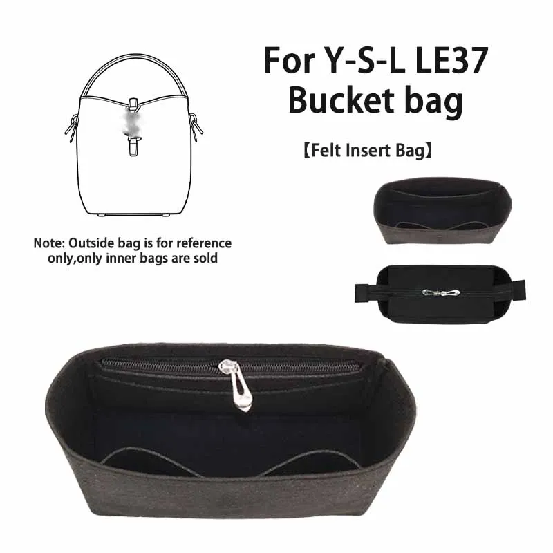 EverToner Premium Felt Liner Insert for Y-S-L LE37 Bucket Bag Travel-Ready Makeup Organizer with Multi-Pocket Storage