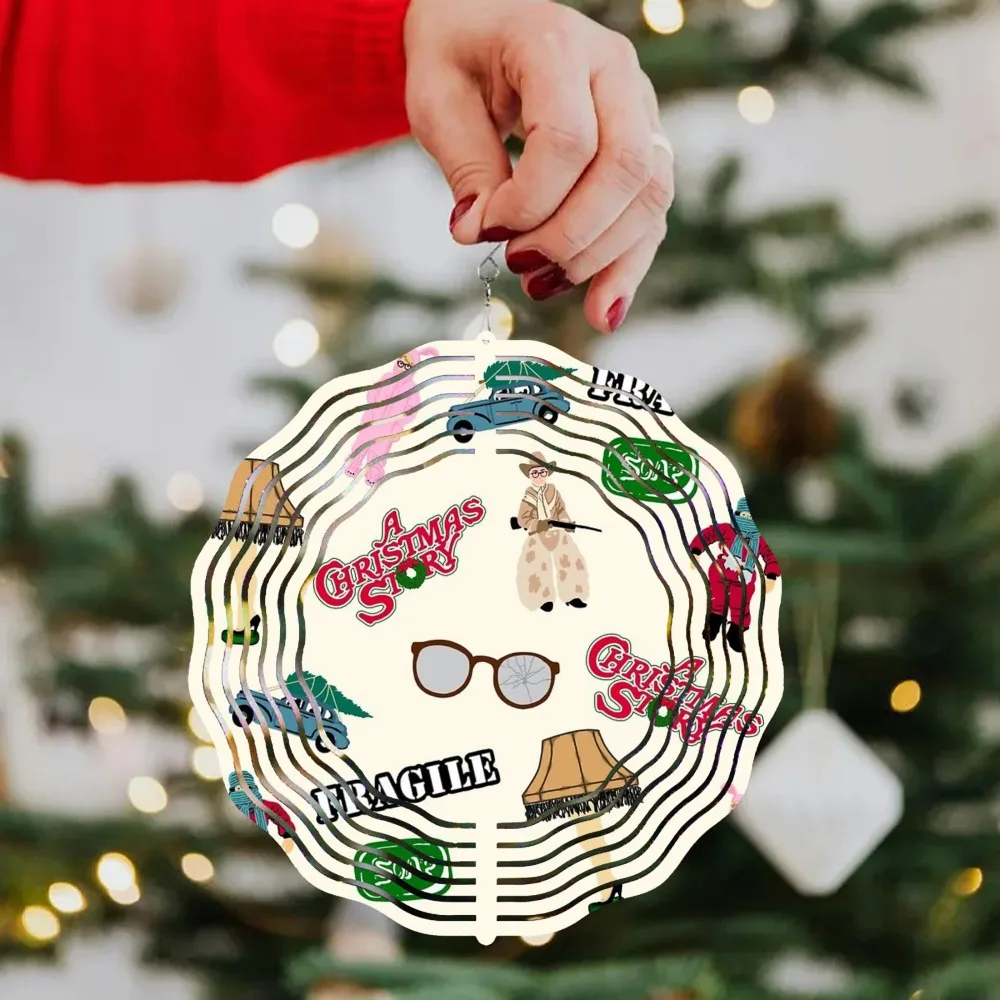 

Metal Christmas Story Wind Spinner, 360° Rotating 10in Yard Art