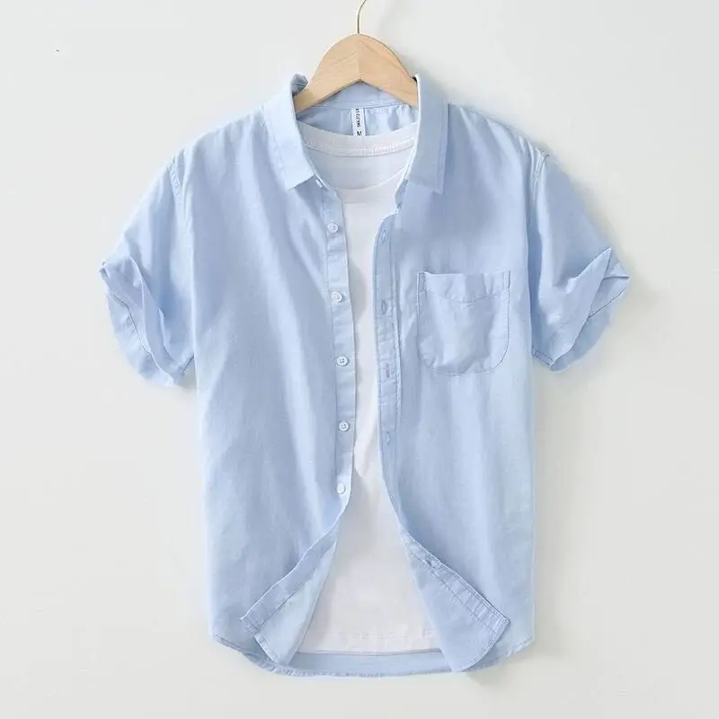 

Men's Linen Short Sleeve Shirt Casual Cotton Linen Fabric Spring Summer Fashion Trend Breathable Comfortable Square Collar Op...