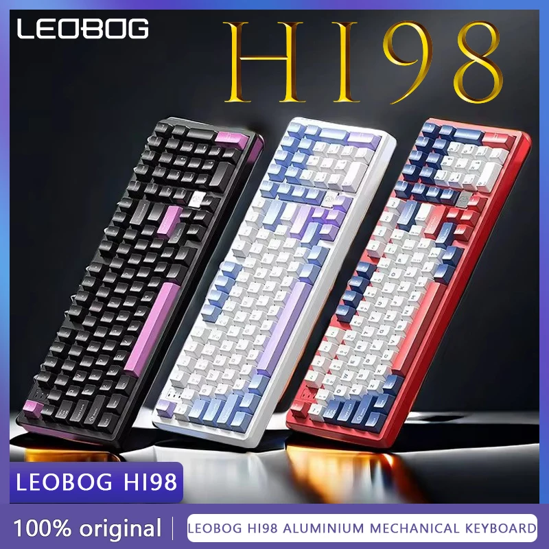 LEOBOG HI98 Wired Customized Keyboard aluminium RGB Mechanical Keyboard Gasket Structure PC/FR4 Positioning Plate Keyboard