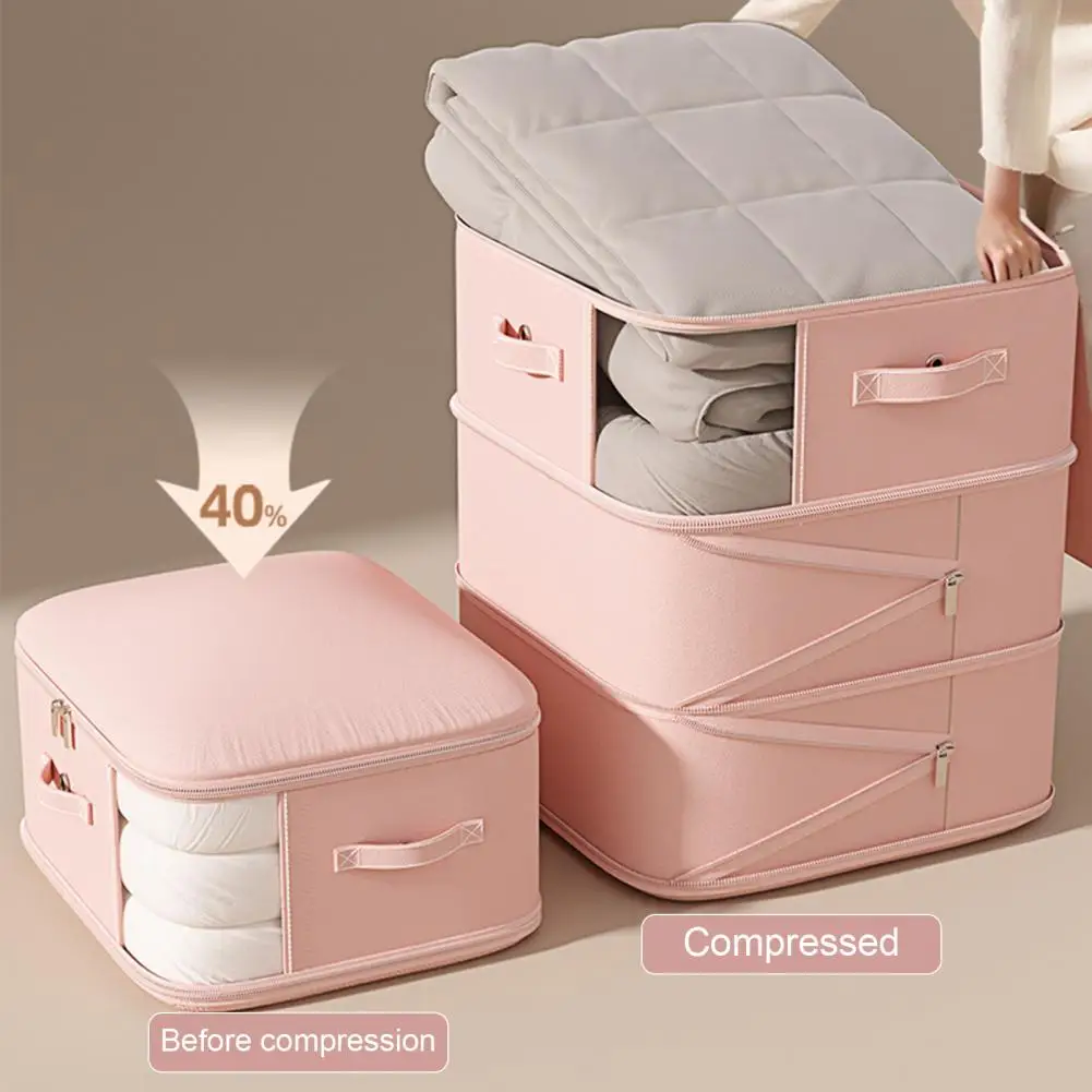 

Сумка для хранения одеял с молнией, прозрачным окном и ручками для переноски, компрессионный мешок для экономии места, органайзер для одеял и зимней одежды