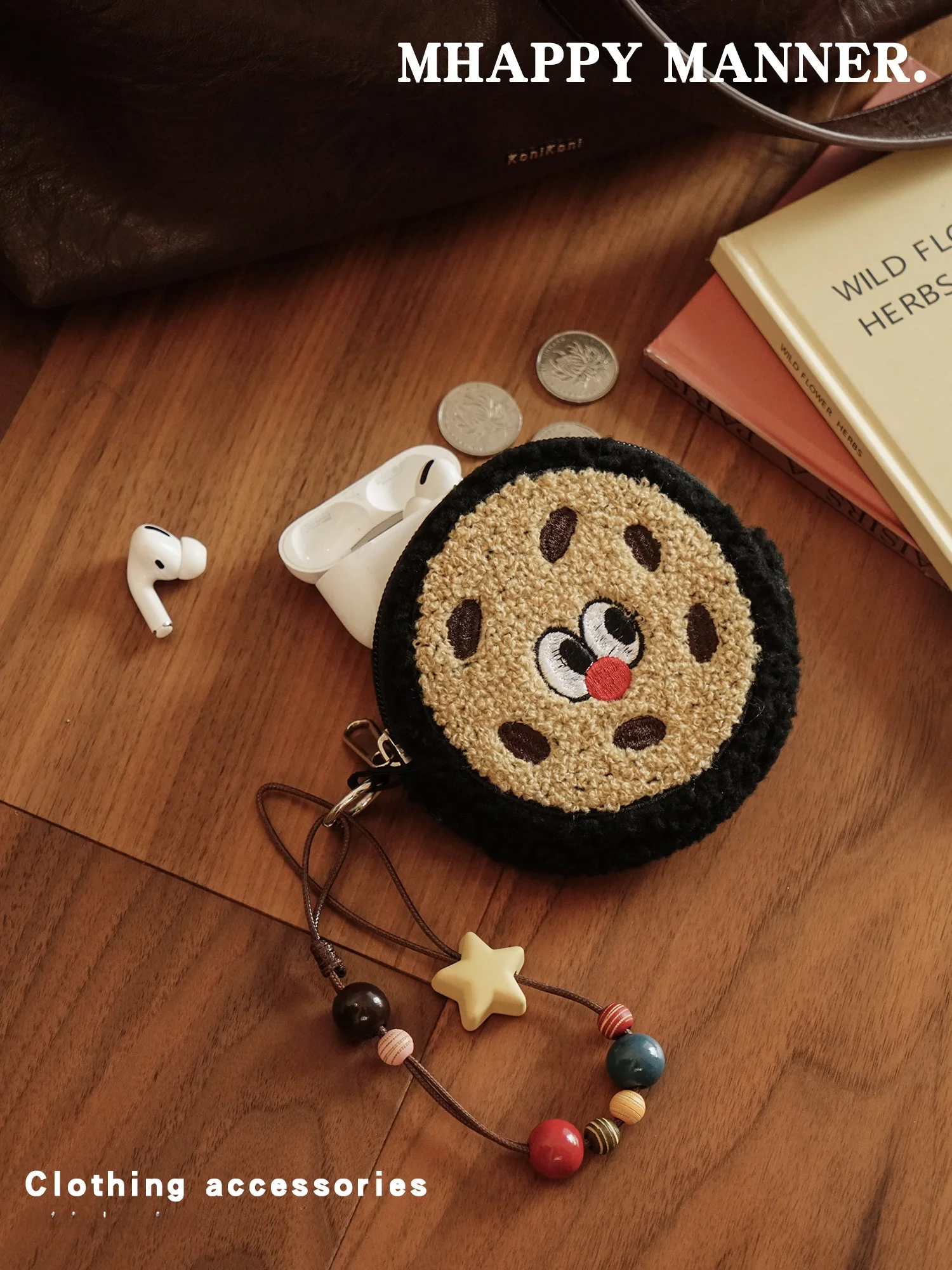 

Оригинальный дизайн MhappyManner: кошелек-ключница в форме печенья, креативный подарок, сумка для хранения праздничных принадлежностей, подвеска