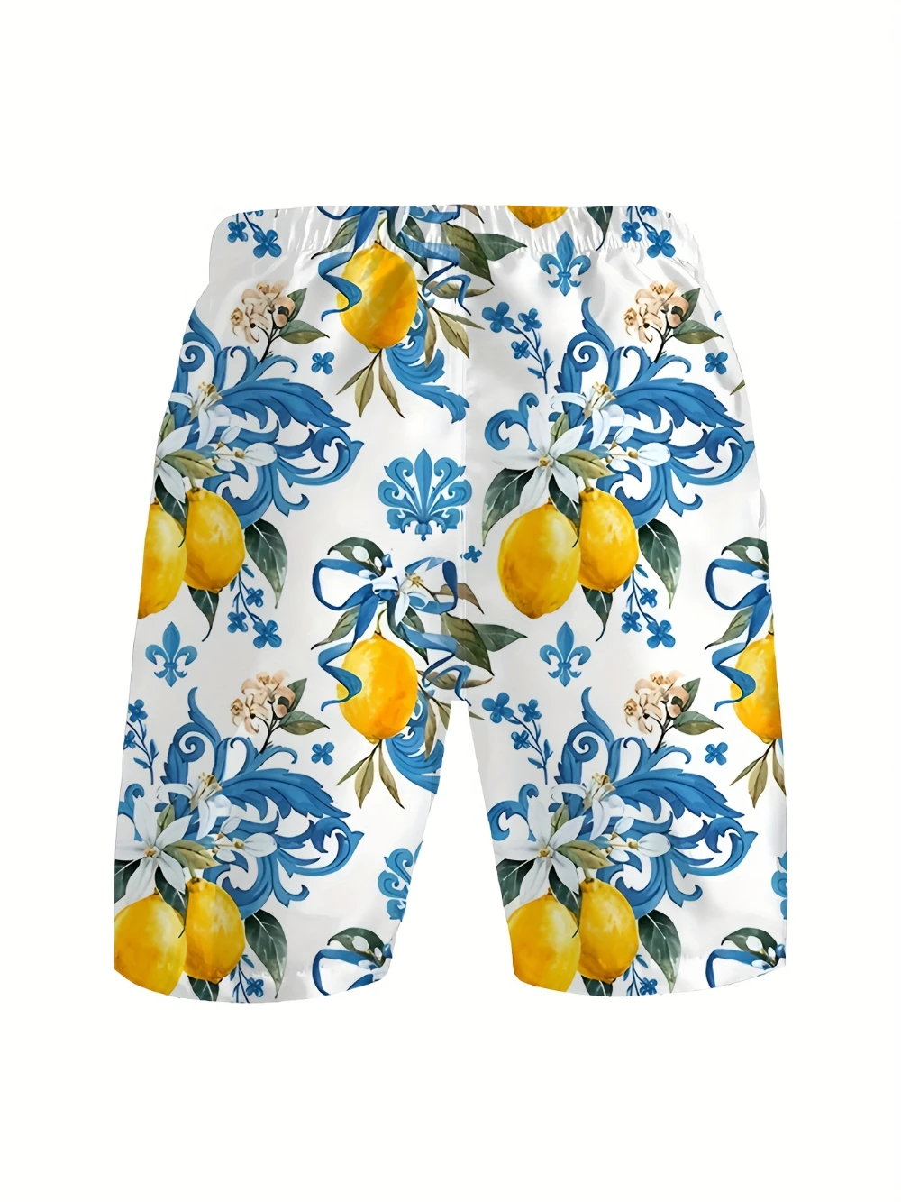 Pantaloncini da uomo in stile hawaiano 3D con stampa di limone da spiaggia leggeri e traspiranti adatti per le vacanze, sport all'aria aperta e allenamento fitness