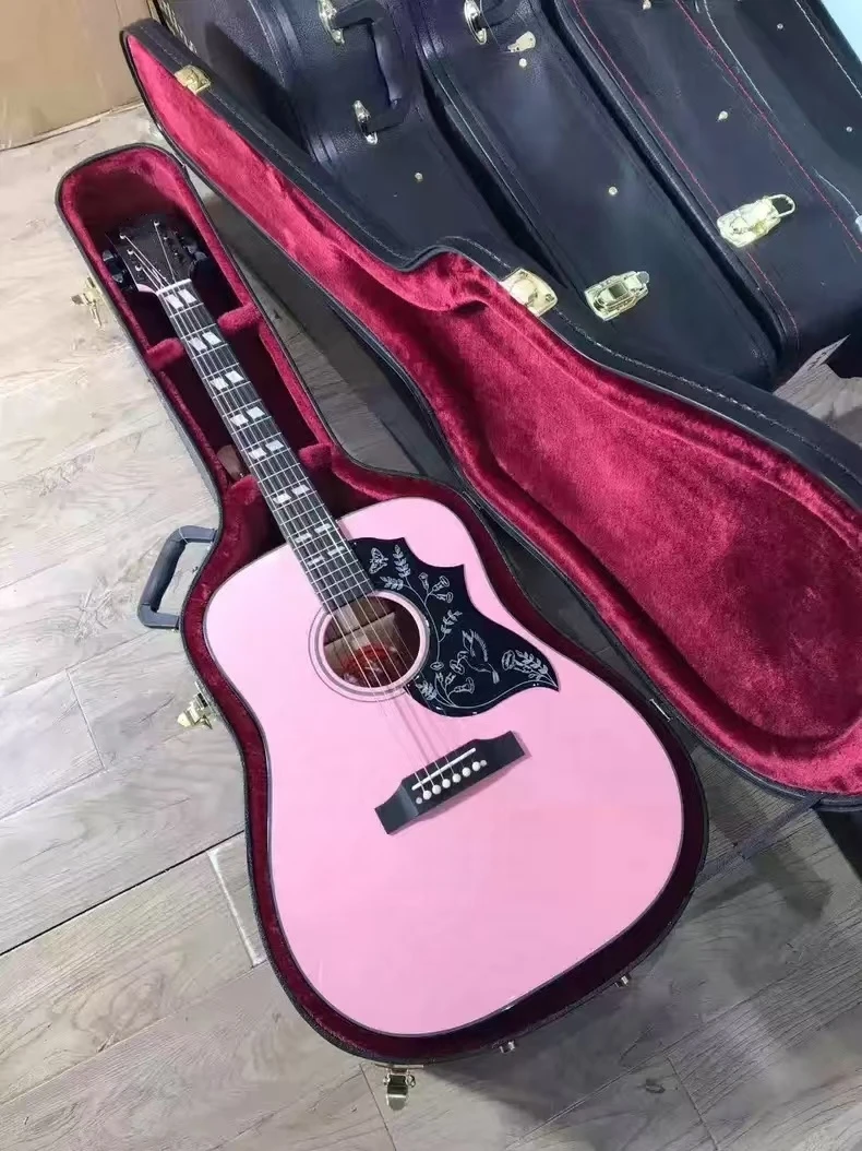 

41 inch solid 41 inch solid hummingbird series pink glossy paint acoustic acou series pink glossy paint acoustic acoustic guitar