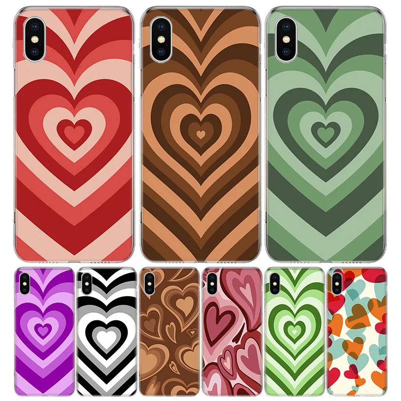 Fashion Purple Heart Swirl Circle Silicon Call Phone Case For Apple iPhone 16 15 14 11 Pro Max 13 Plus 12 Mini 7 8 + X XR XS SE 