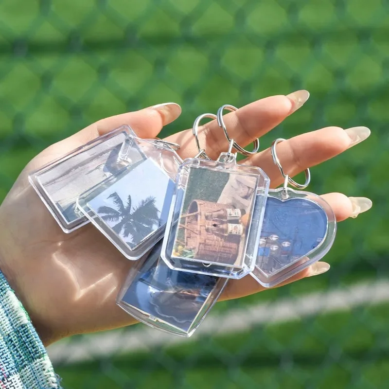 1/10pcs Transparent Photo Frame Keychain Tassels Snap-In Custom Insert Photo Acrylic Keyring Blank Picture Pendants Card Holder