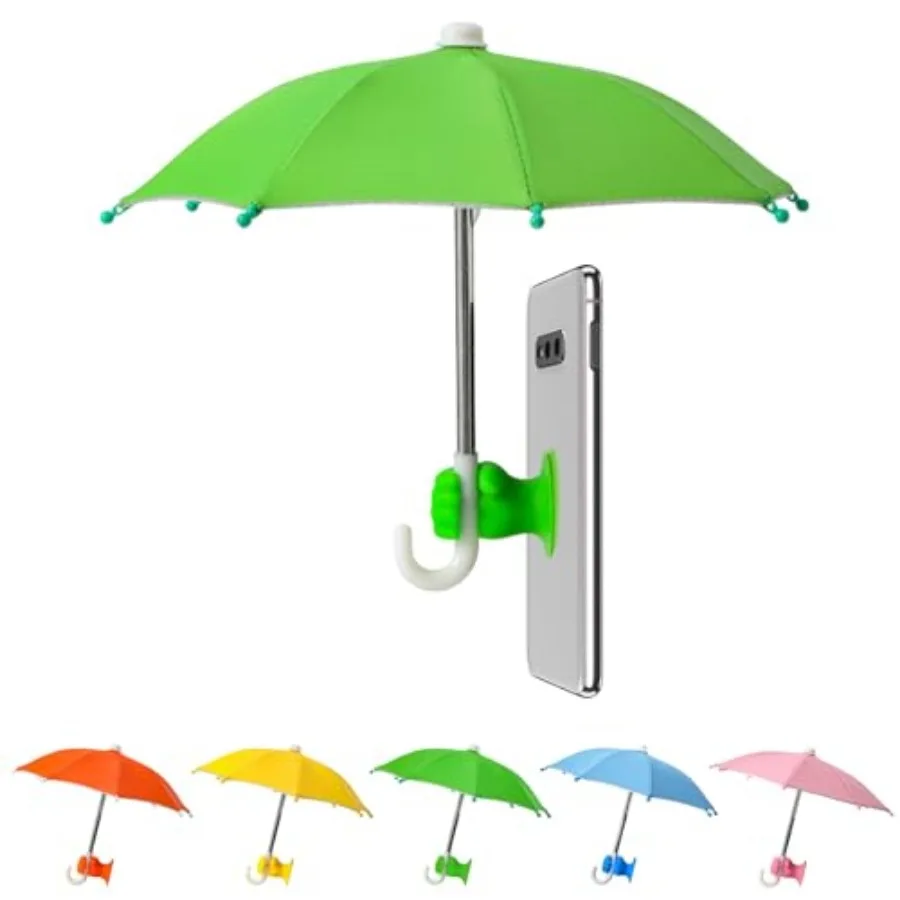 

Phone Umbrella Stand, Sun Shade Mini Umbrella for Cell Phone with Adjustable Fist Style Suction Cup, Universal Anti-Glare Sun V
