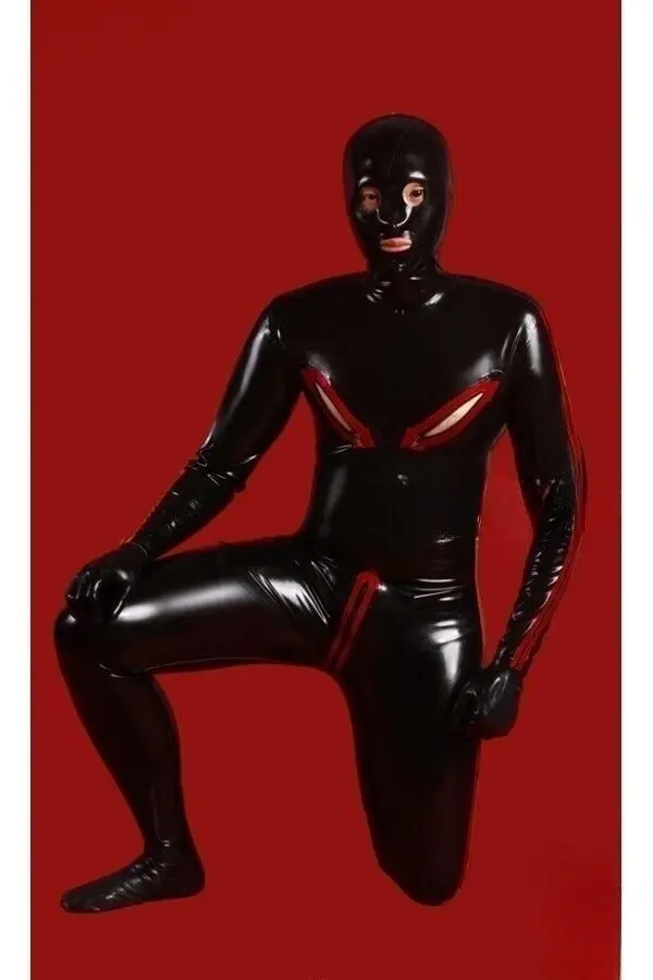 Latex Rubber Gummi Schwarz Catsuit Cosplay Bodysuit Zentai 0.4mm S-XXL club