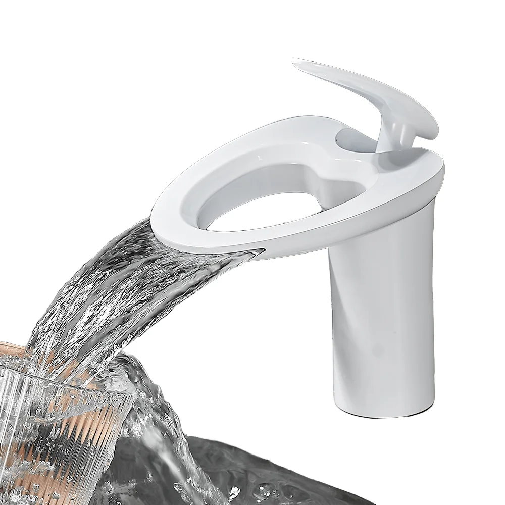 

Waterfall Faucet Modern Single Handle, Brass Faucet Hot and Cold Adjustment