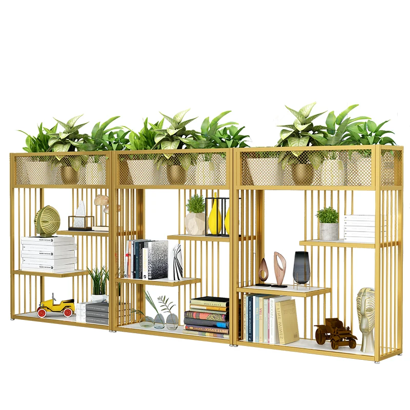 

Wrought iron office partition shelf bookshelf floor display stand restaurant flower stand industrial style entrance screen