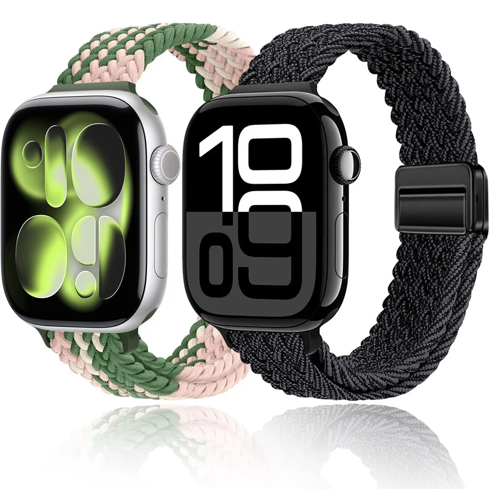

Braided Loop Strap for Apple Watch Band 46mm 42mm 45mm 41mm 44 40mm 49mm Nylon Bracelet iWatch Series 11 10 9 8 Ultra 6 5 4 SE 3