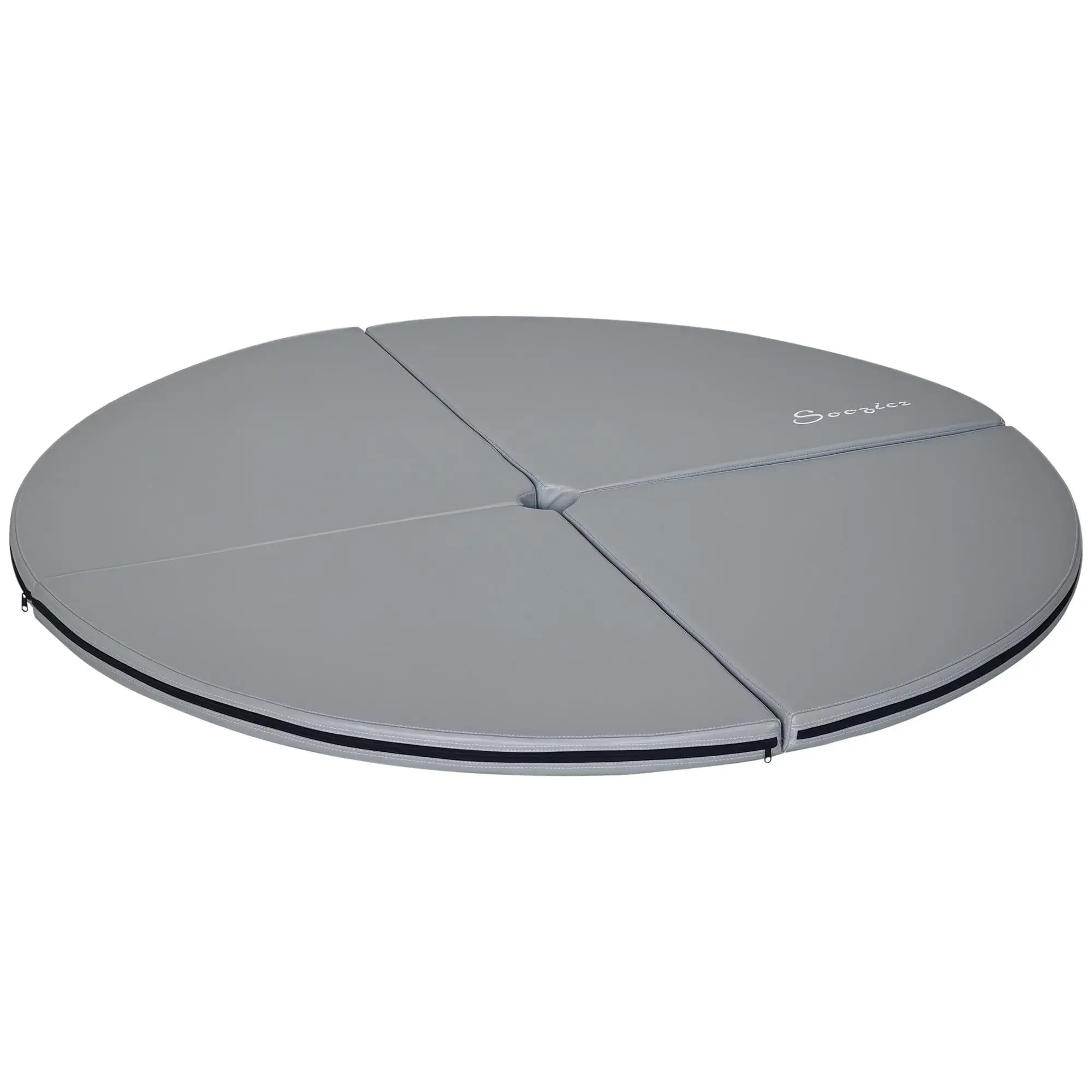 Tapis de pole dance 5 cm d'épaisseur Ø 150 cm gris clair avec housse en plastique imperméable pour yoga, gymnastique et arts martiaux